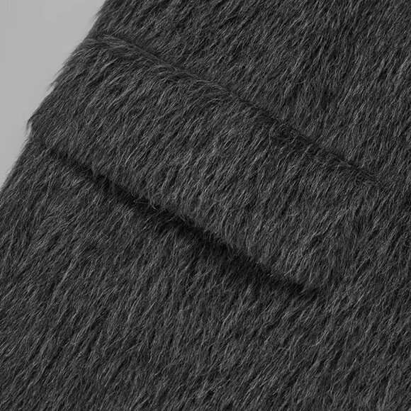 CHICJOC Long Tailored Alpaca Wool Coat Melange Dark Gray Size 36 - Picture 15 of 16